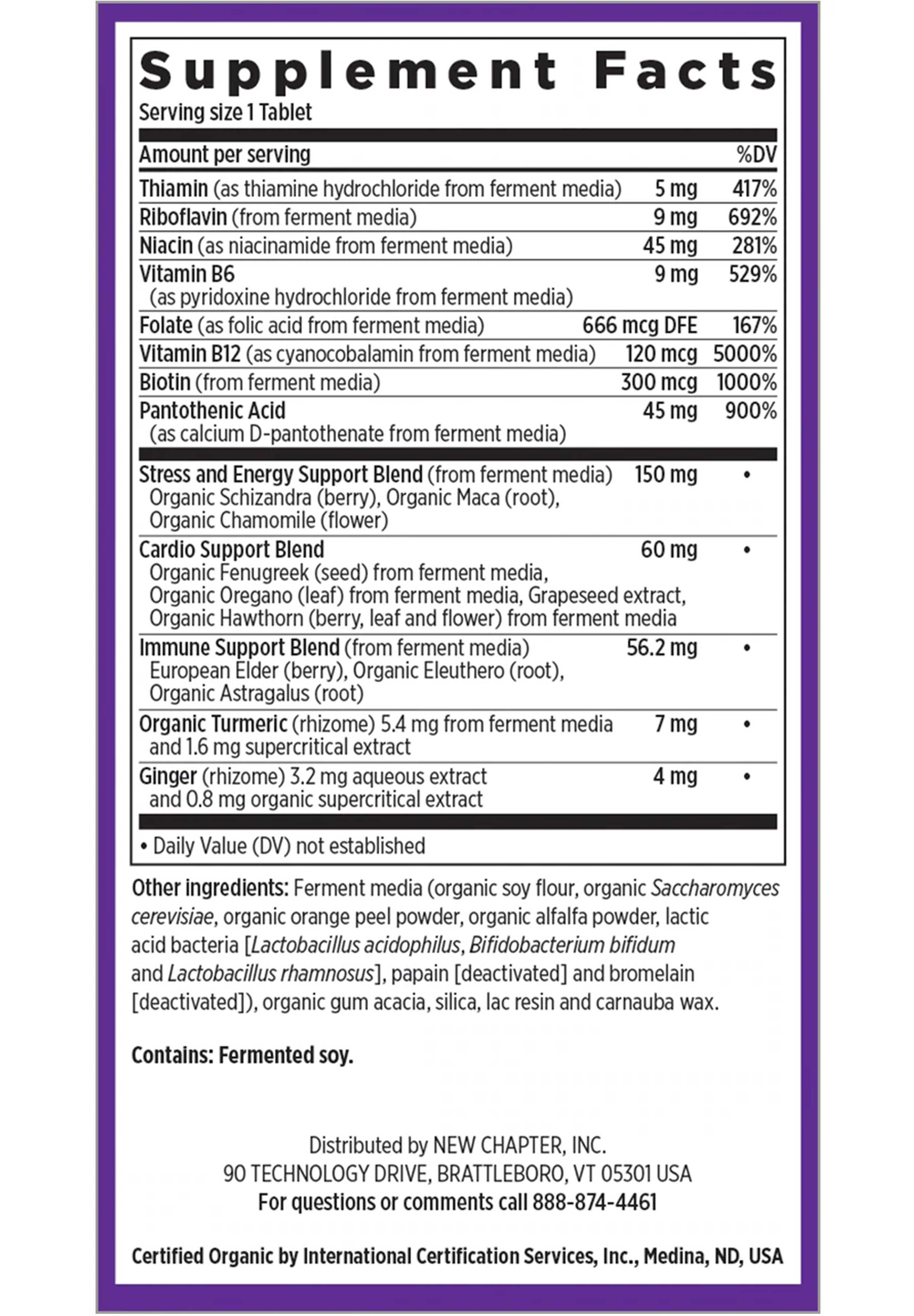New Chapter Fermented Coenzyme B Complex Ingredients