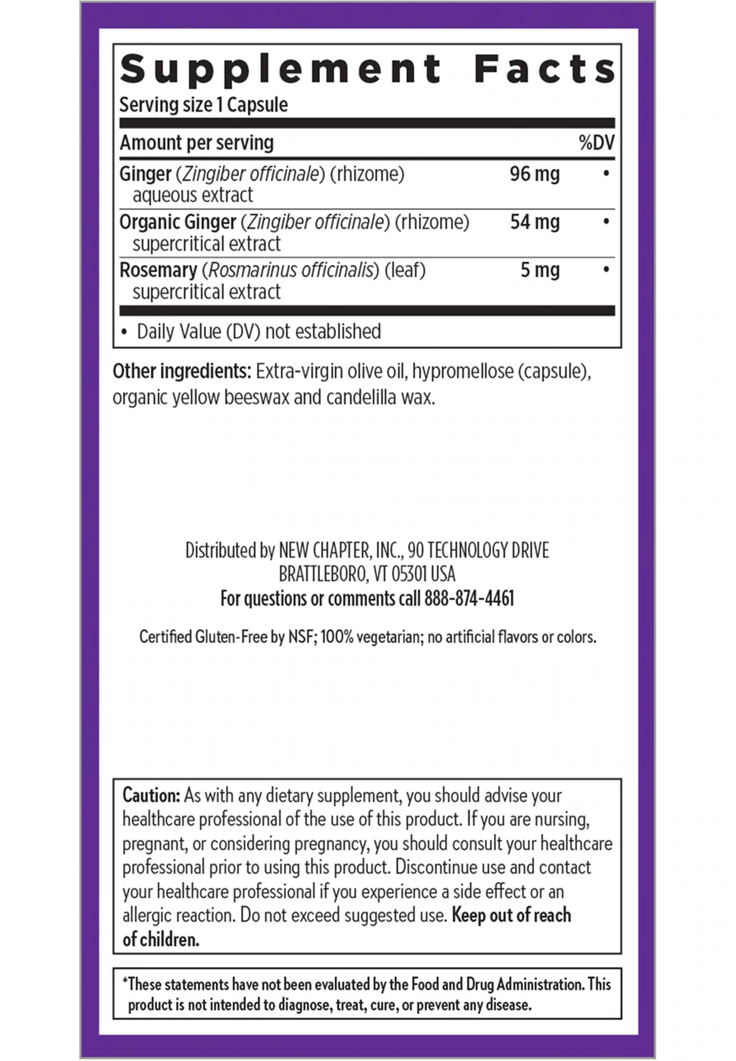 New Chapter Ginger Force Ingredients