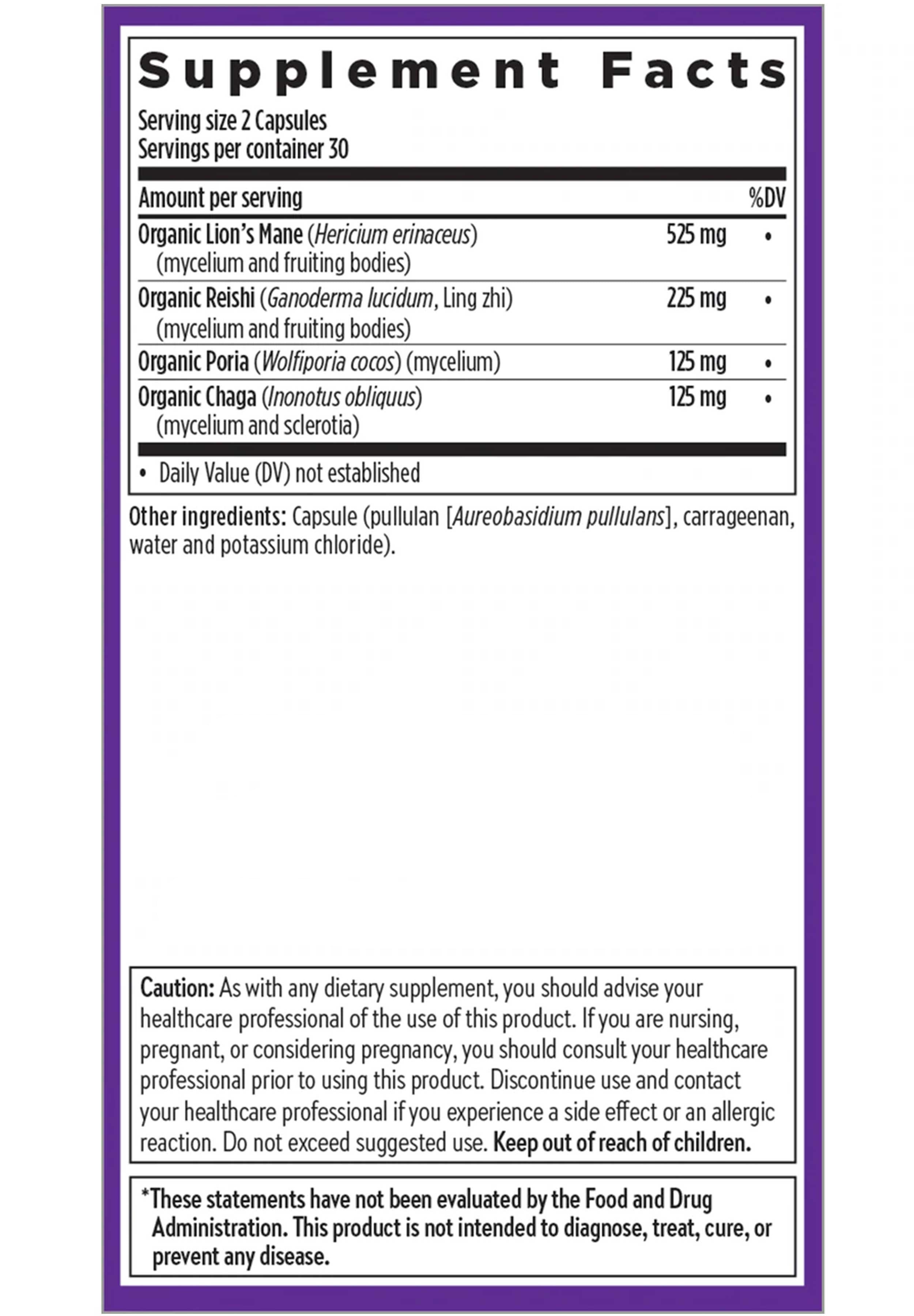 New Chapter Mind Force Lion’s Mane Mushroom Blend Ingredients
