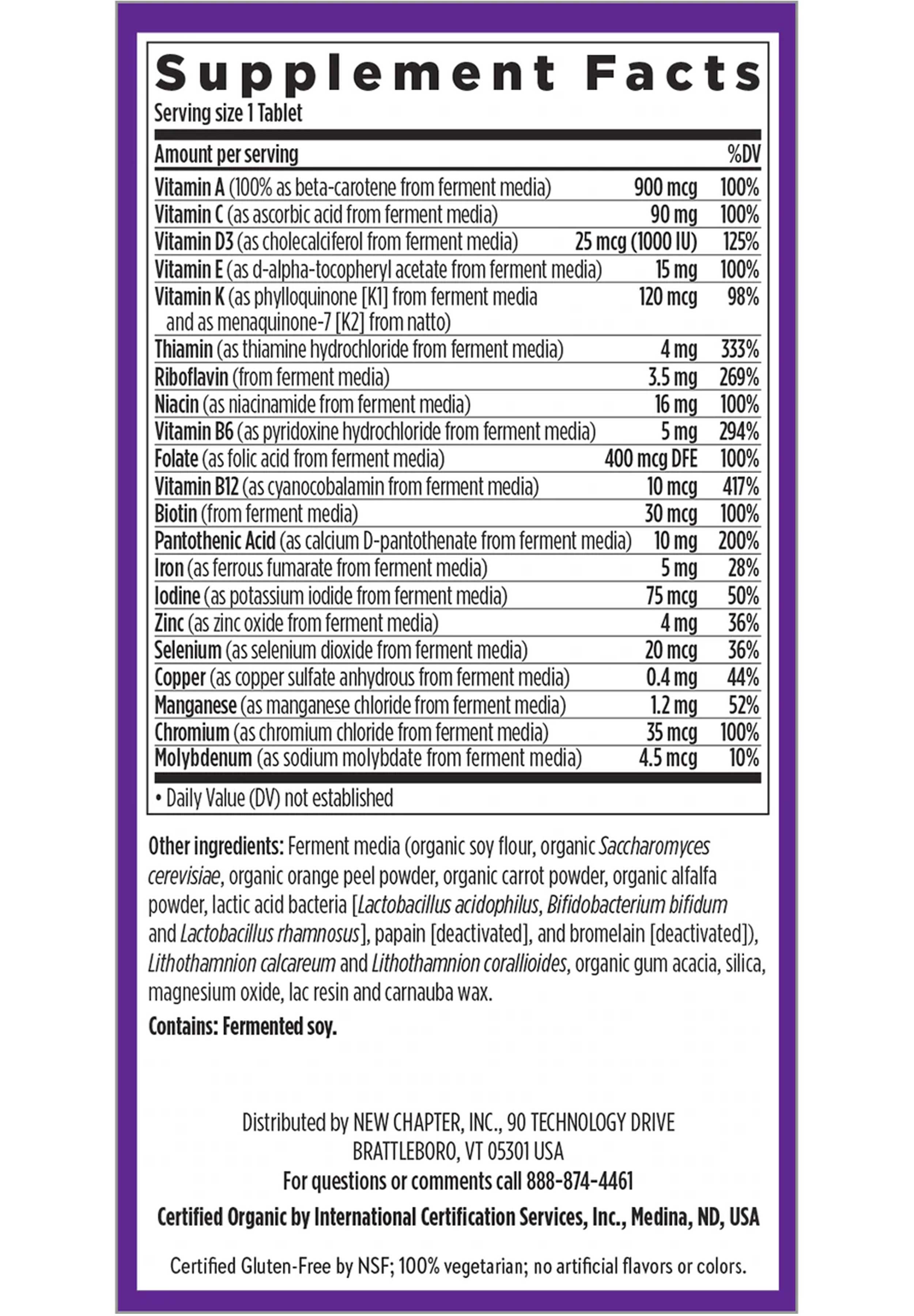 New Chapter One Daily Multivitamin Ingredients