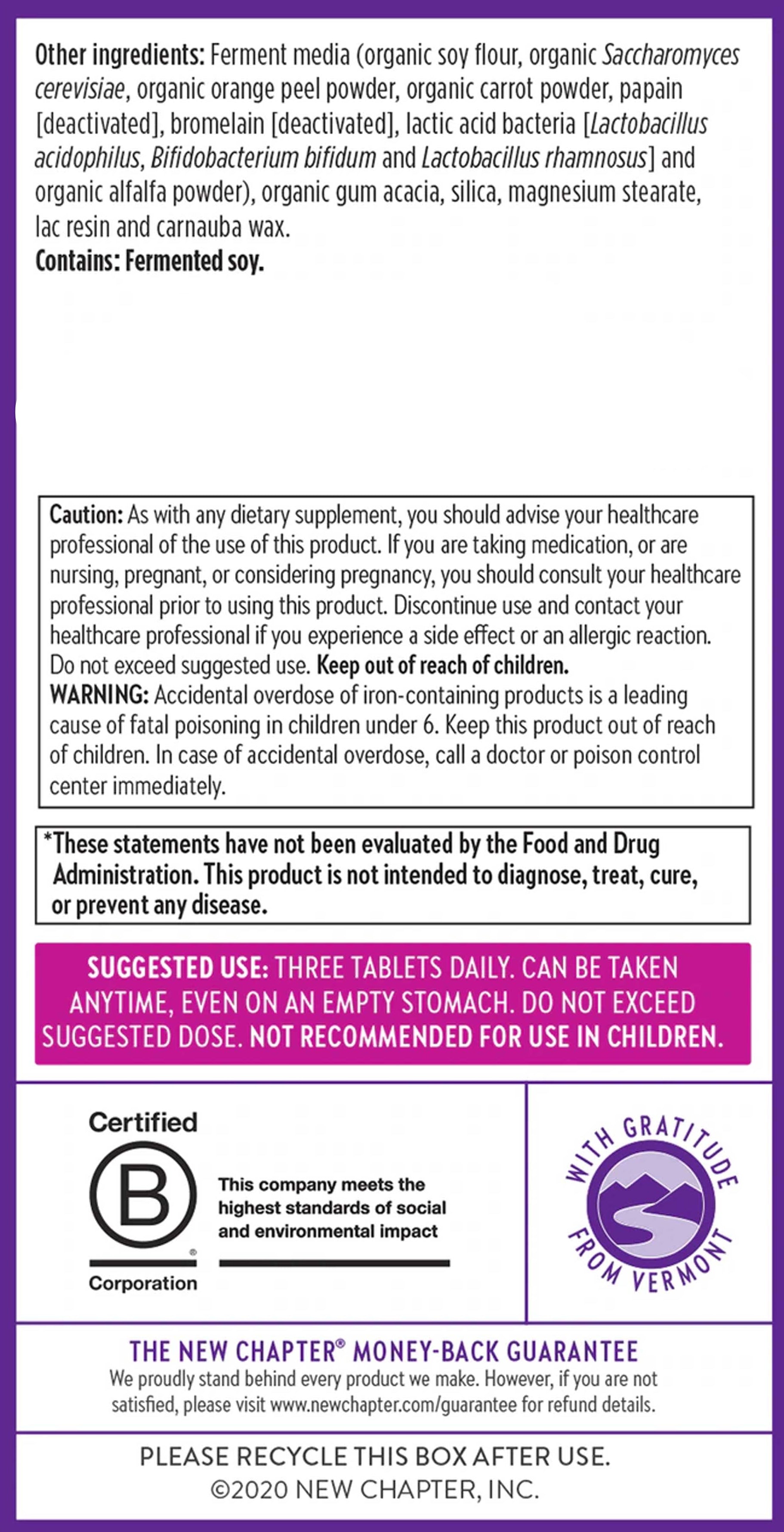 New Chapter Perfect Postnatal Multivitamin Ingredients