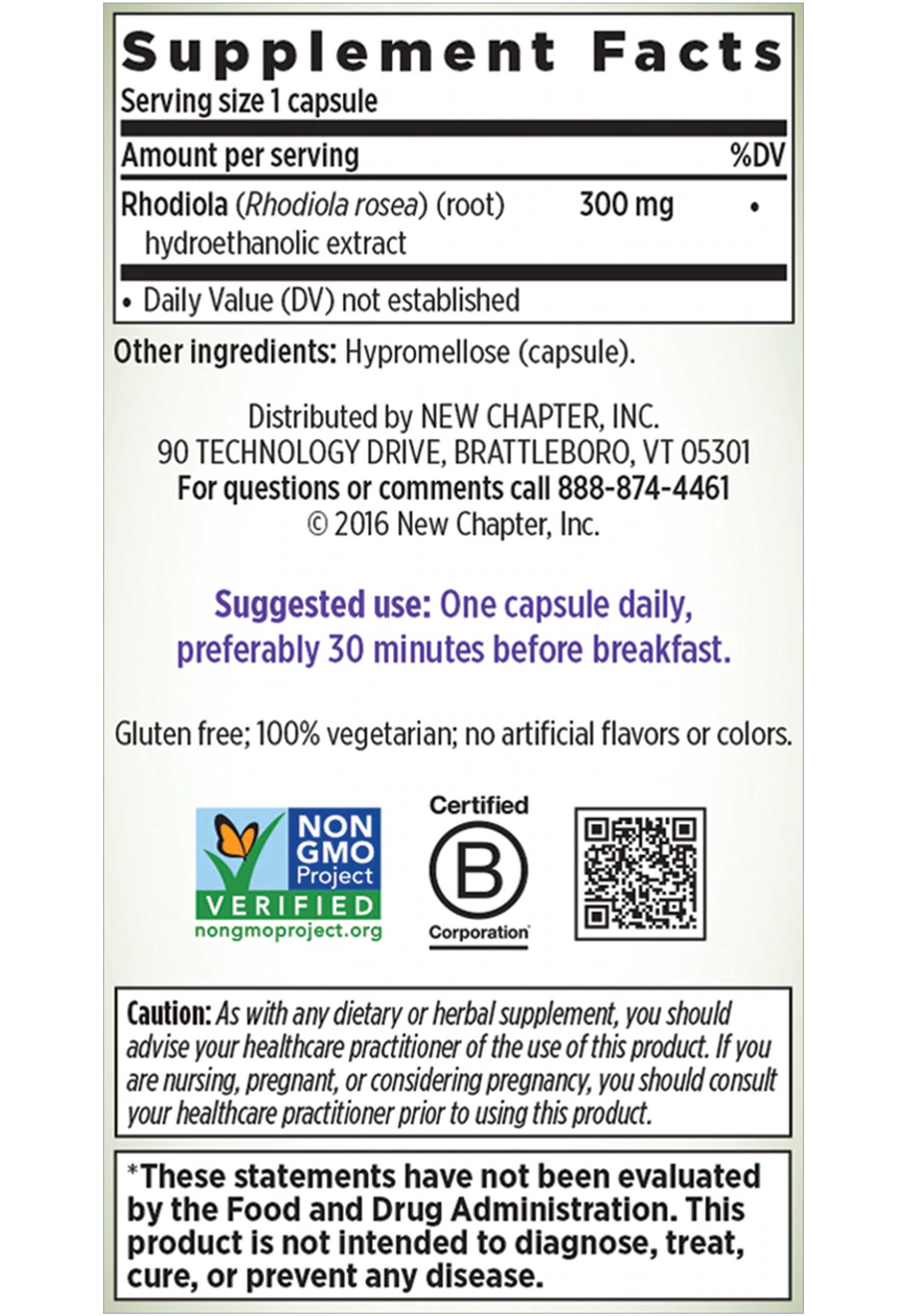 New Chapter Rhodiola Force 300 Ingredients