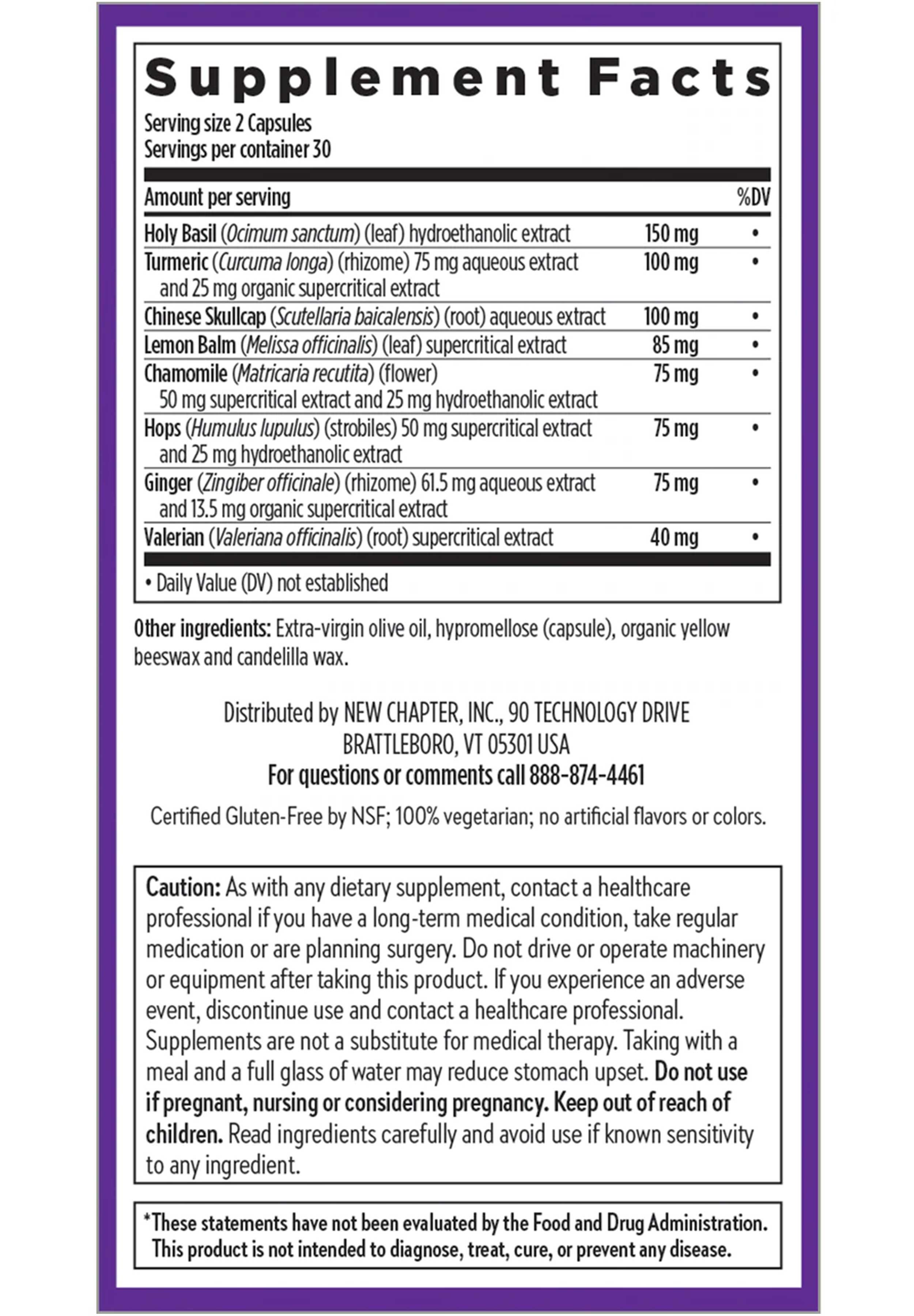 New Chapter Zyflamend Nighttime Ingredients