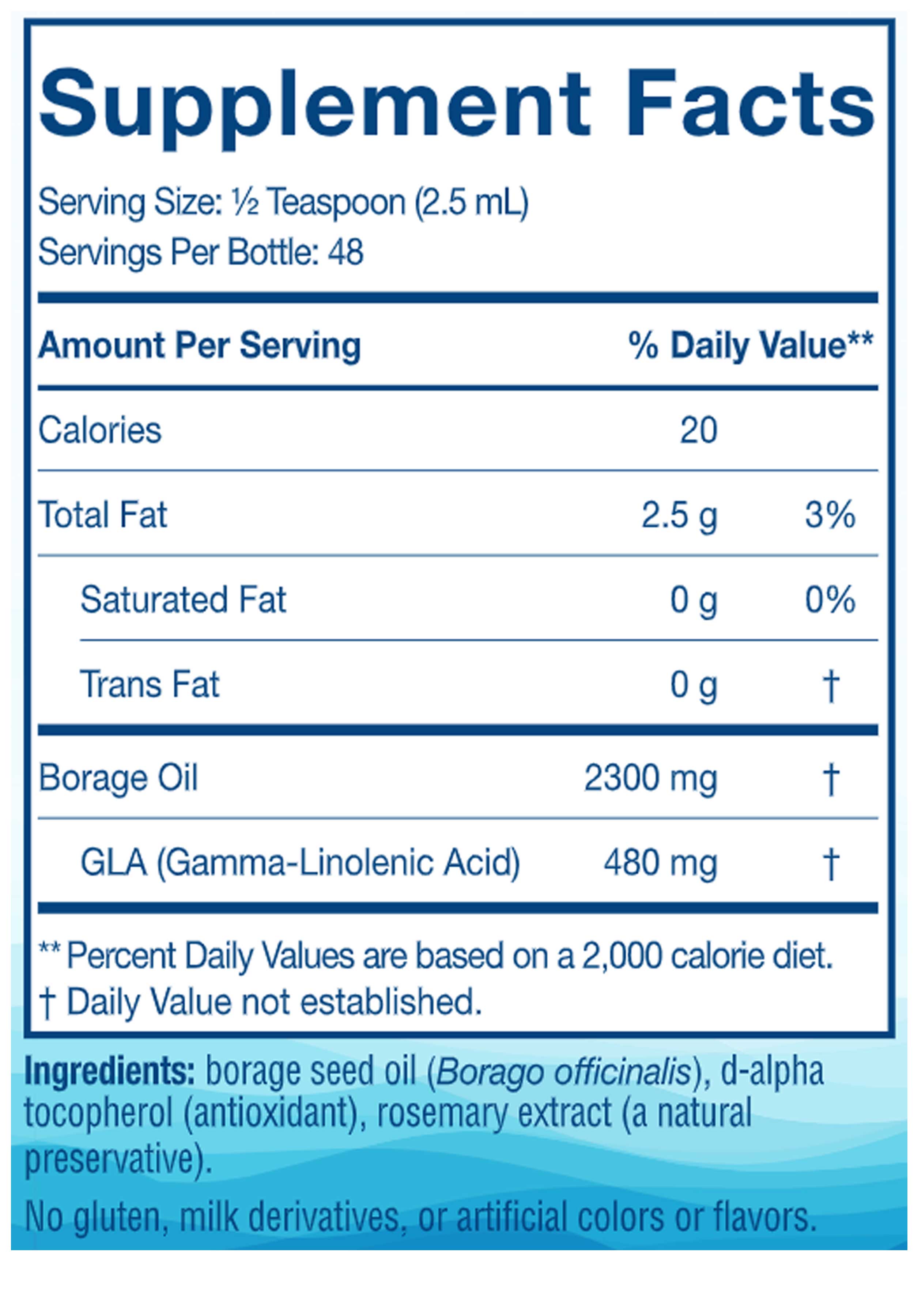 Nordic Naturals Nordic Beauty Borage Oil formerly Nordic GLA Ingredrients