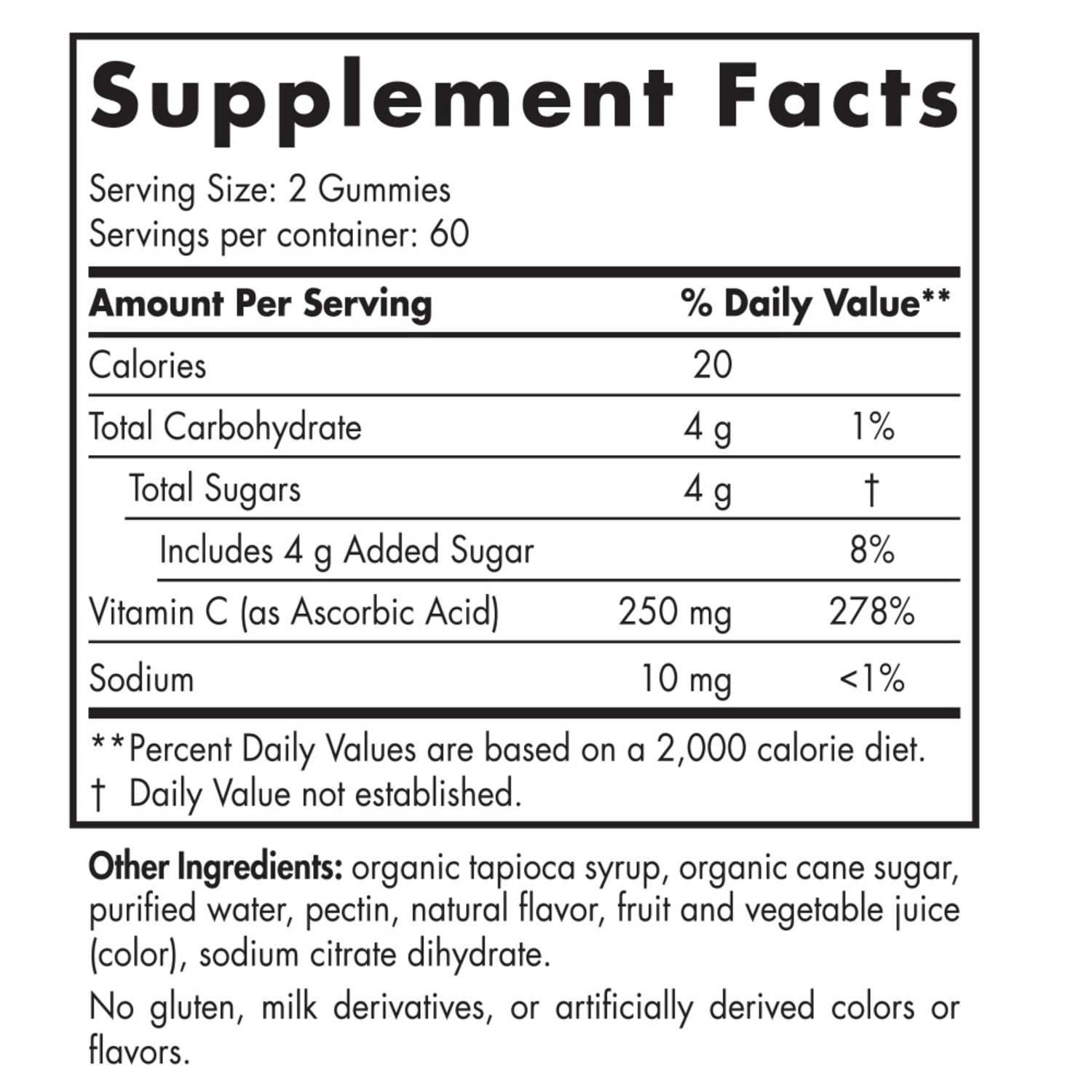 Nordic Naturals Vitamin C Gummies Sport Ingredients