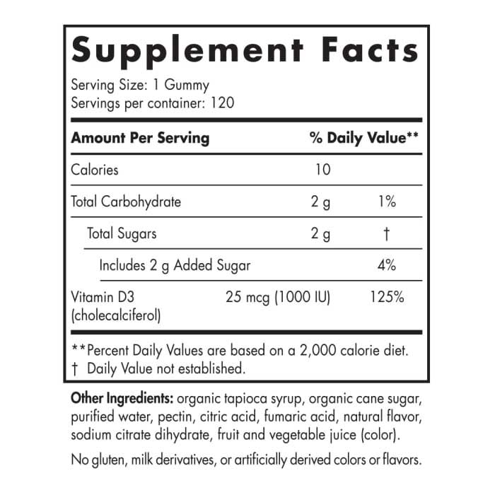 Nordic Naturals Vitamin D3 Gummies Sport Ingredients