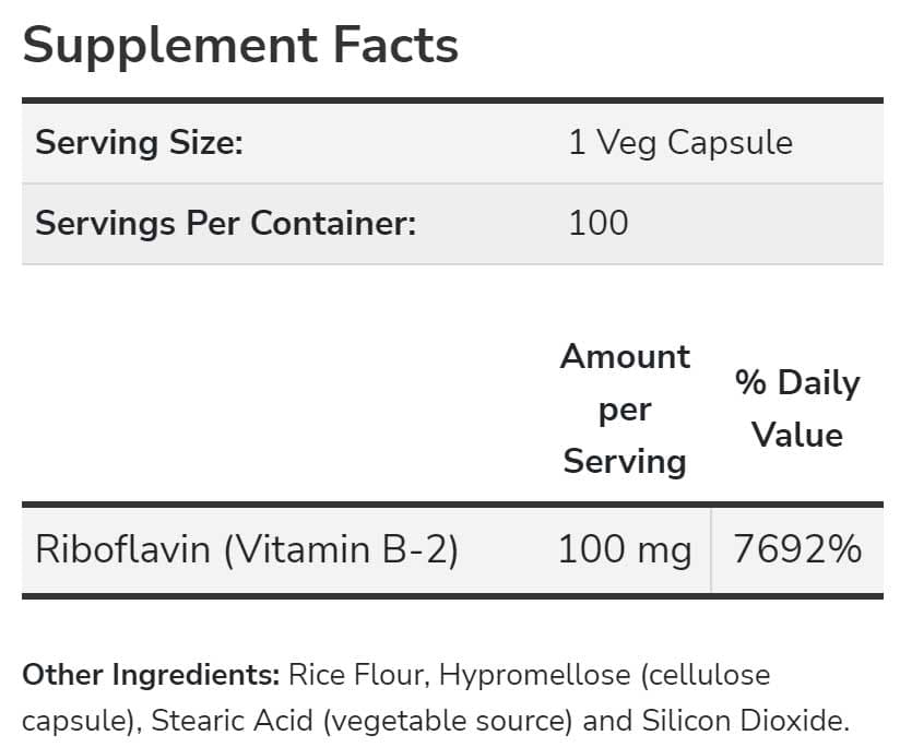 Now B-2 100 mg Ingredients