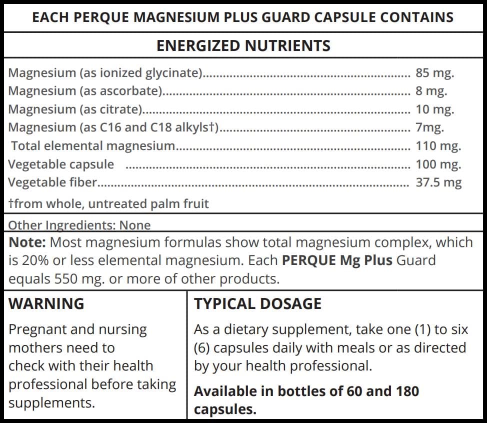 Perque Mg Plus Guard Ingredients