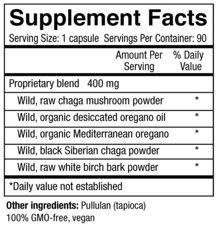 Physician's Strength ChagaStrength Ingredients