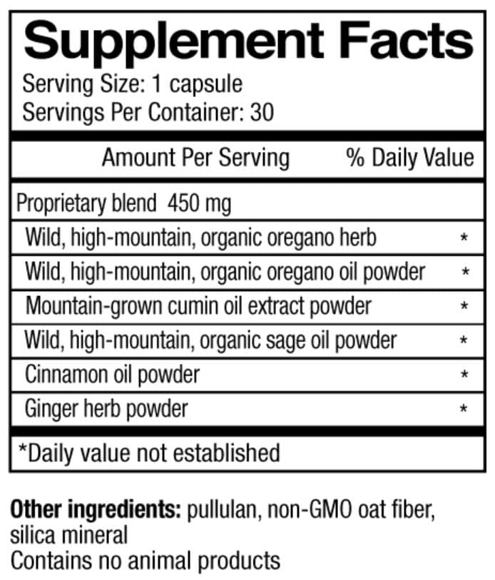 Physician's Strength Oregacillin 450 mg Ingredients