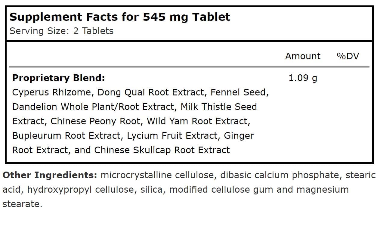 Planetary Herbals Bupleurum Liver Cleanse Ingredients