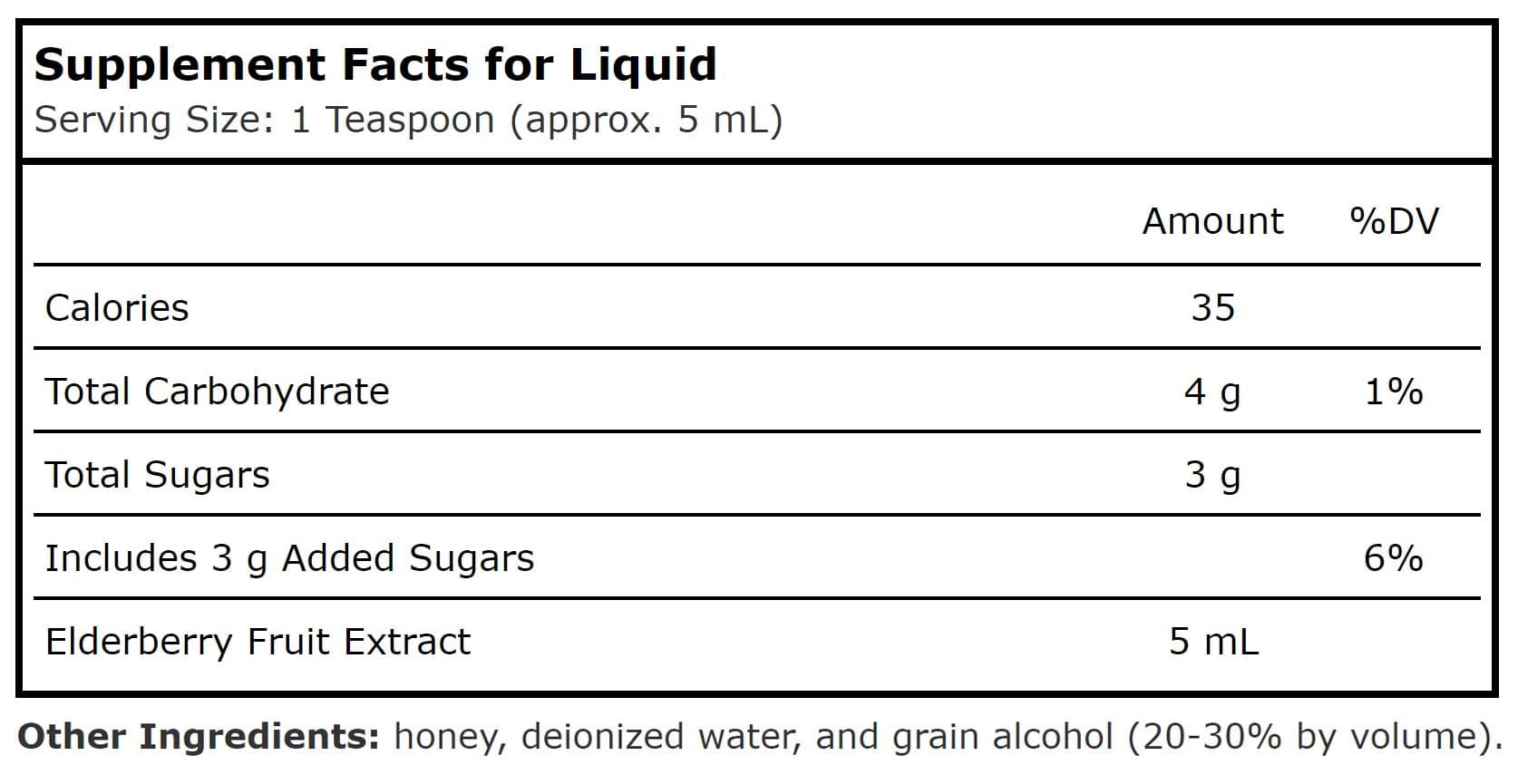 Planetary Herbals Elderberry Syrup Ingredients