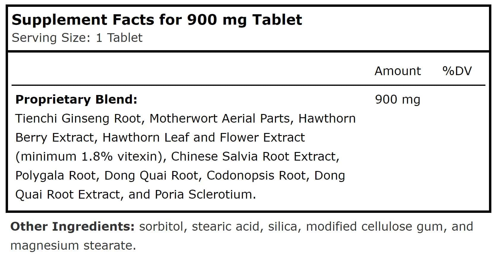 Planetary Herbals Hawthorn Heart™ Ingredients