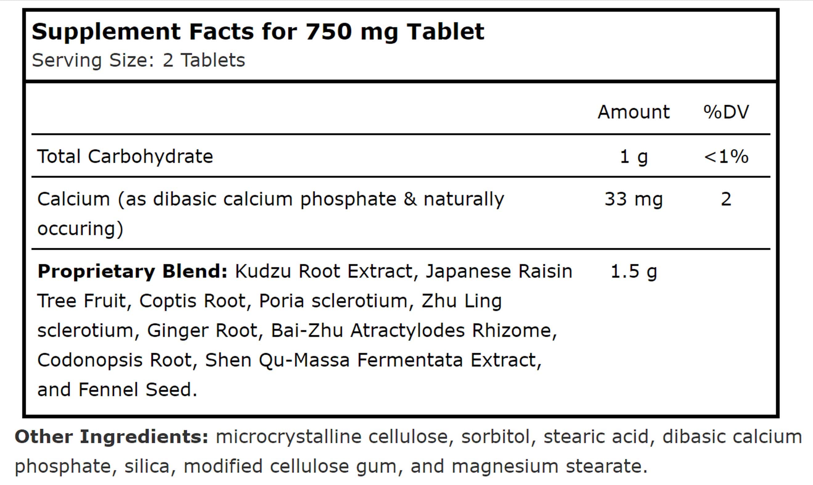 Planetary Herbals Kudzu Recovery Ingredients