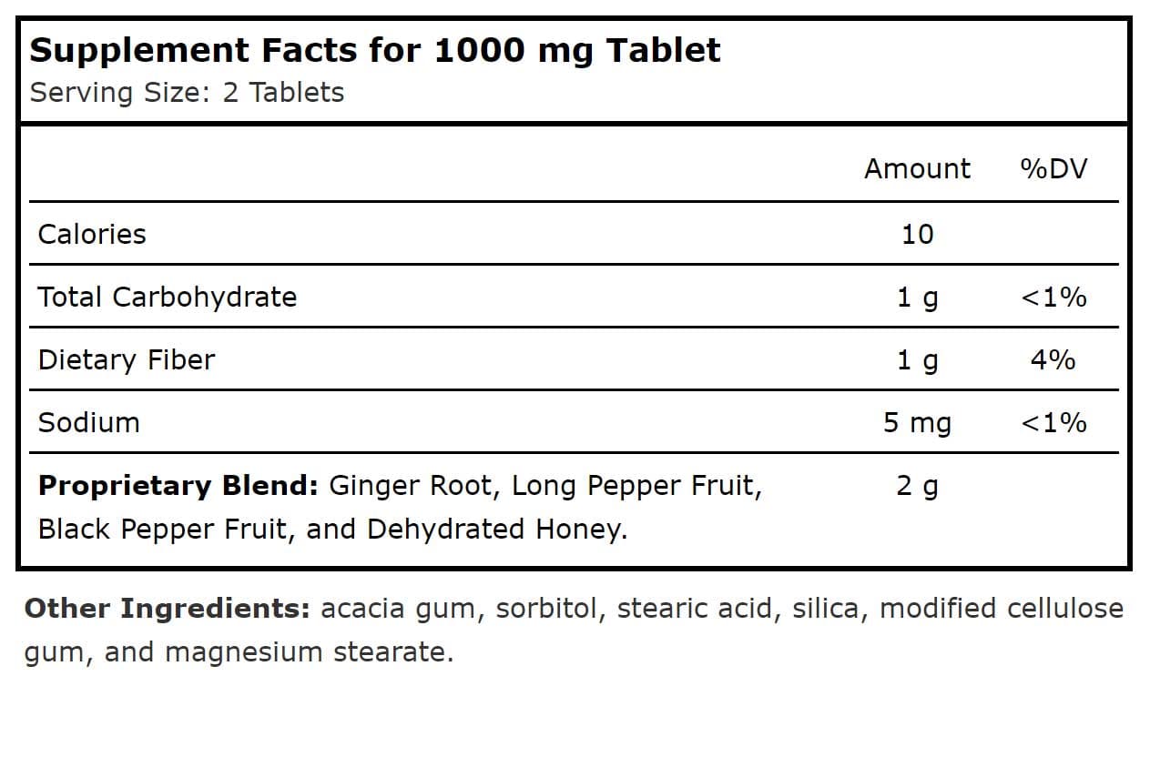 Planetary Herbals Three Spices Sinus Complex™ Ingredients