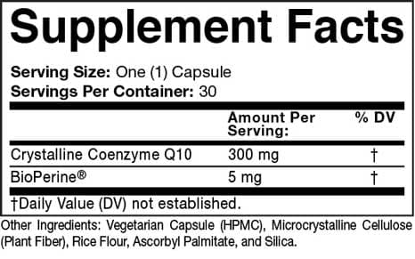 Prescribed Choice Extra Strength CoQ10 300 mg Ingredients