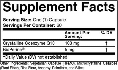 Prescribed Choice Regular Strength CoQ10 100 mg Ingredients