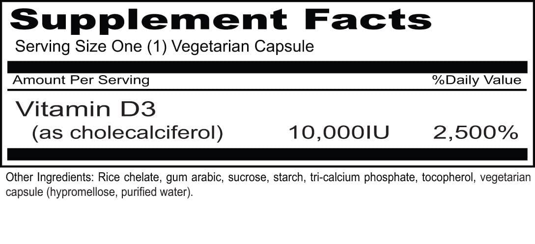 Priority One Sun D3 Ingredients