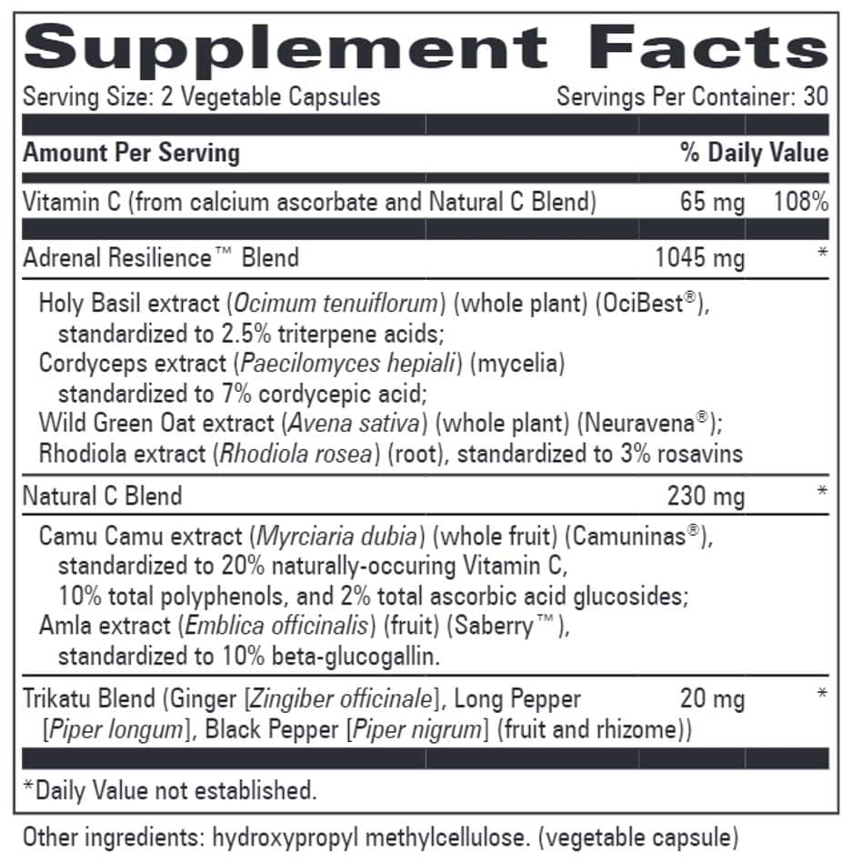 Progressive Laboratories Adrenal Resilience Ingredients