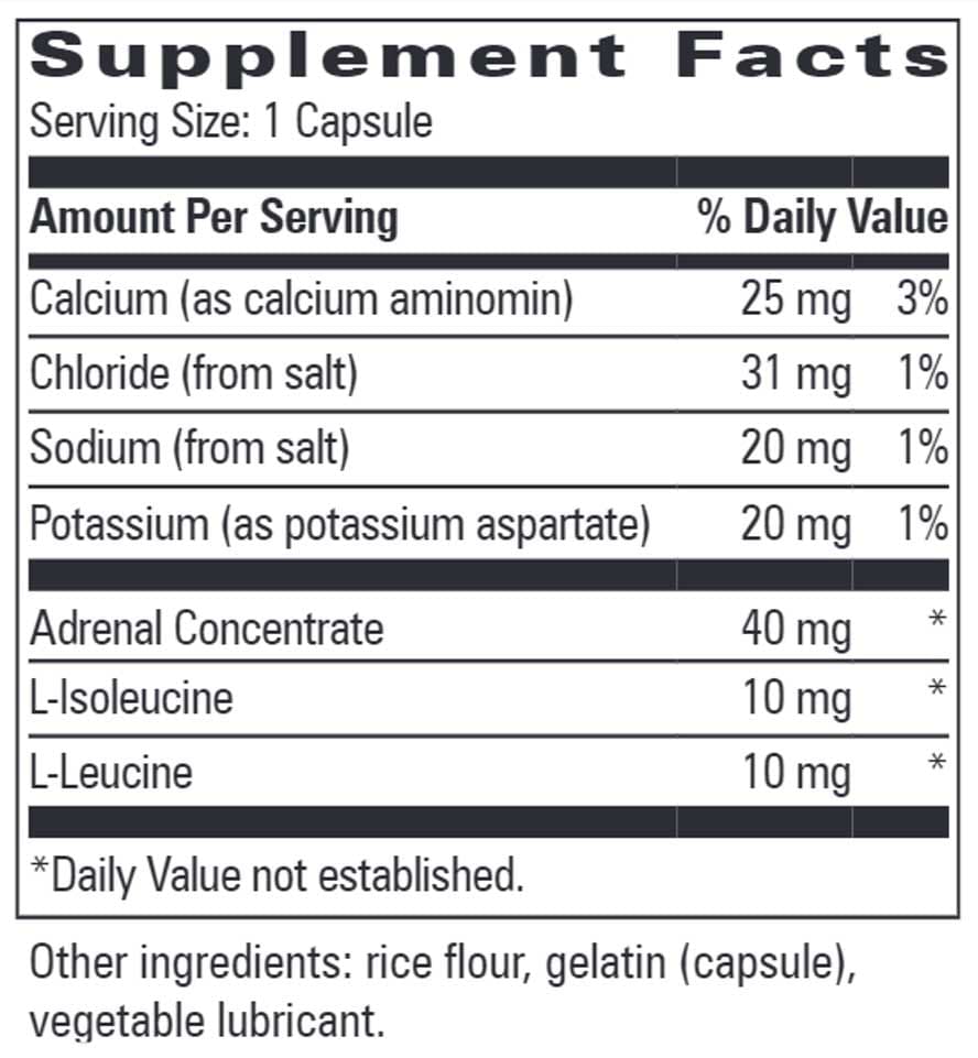 Progressive Laboratories Adreno Chelate Ingredients