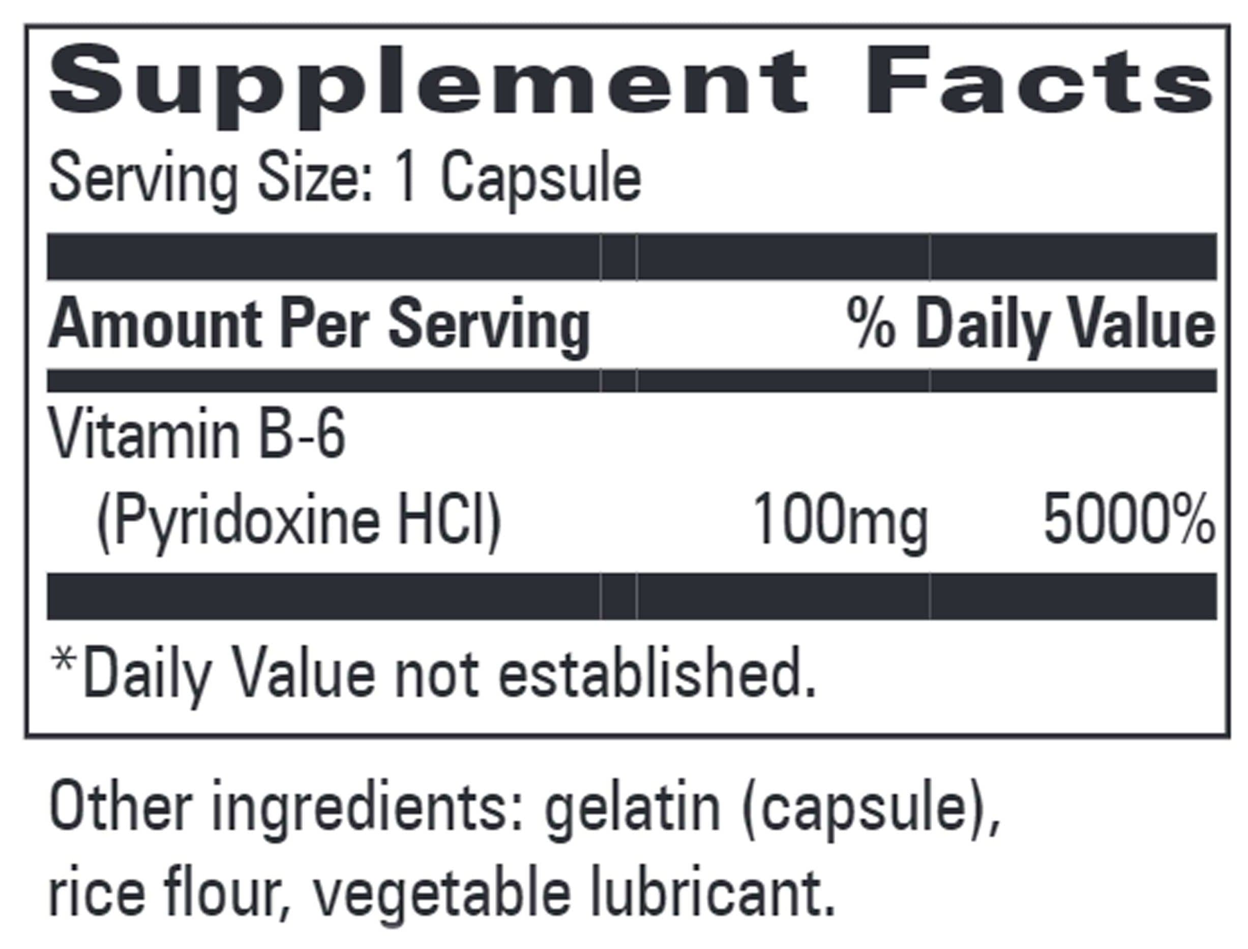 Progressive Laboratories Vitamin B6 100 mg Ingredients