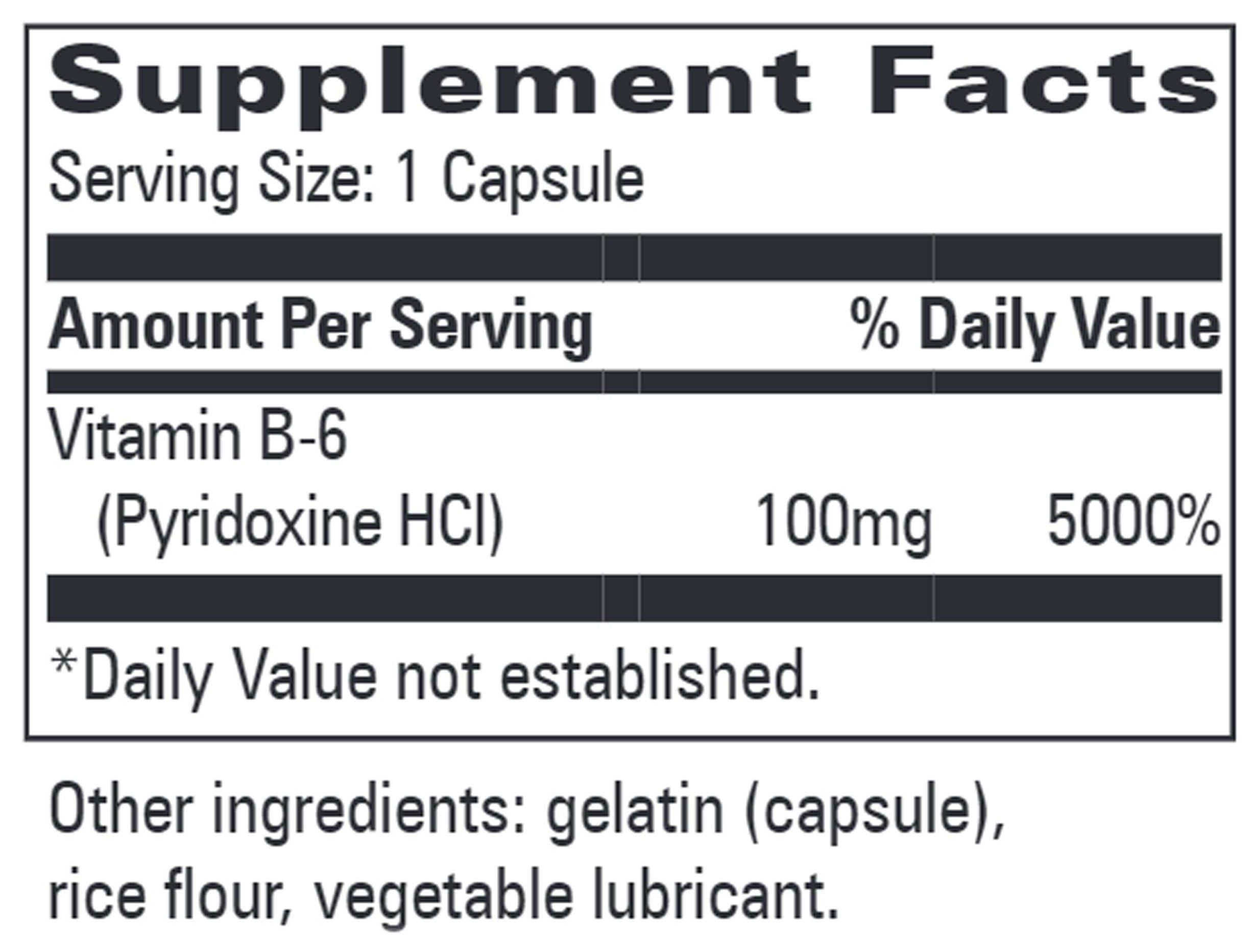 Progressive Laboratories Vitamin B6 100 mg Ingredients 