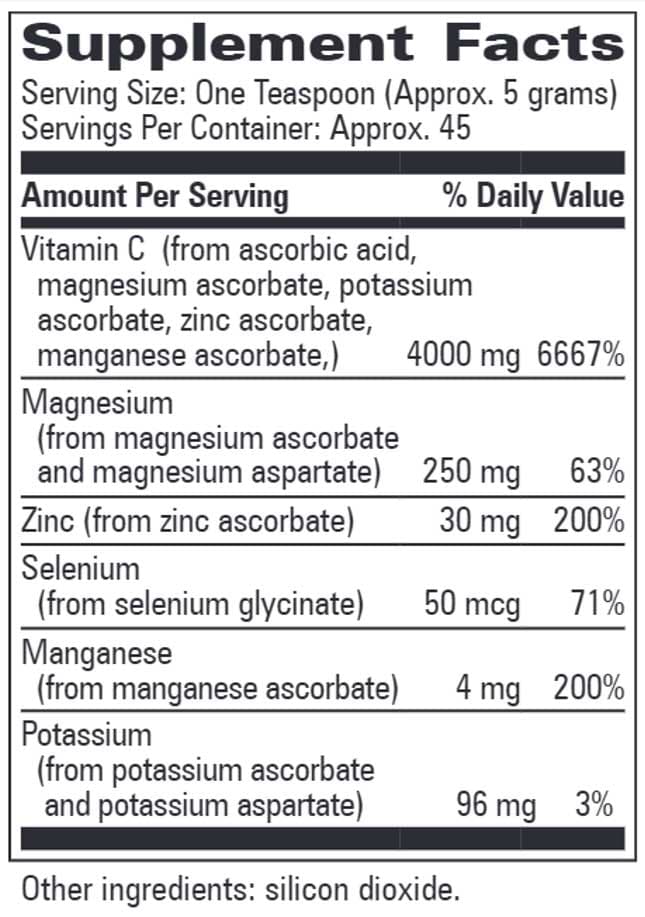 Progressive Laboratories C Aspa Scorb Ingredients
