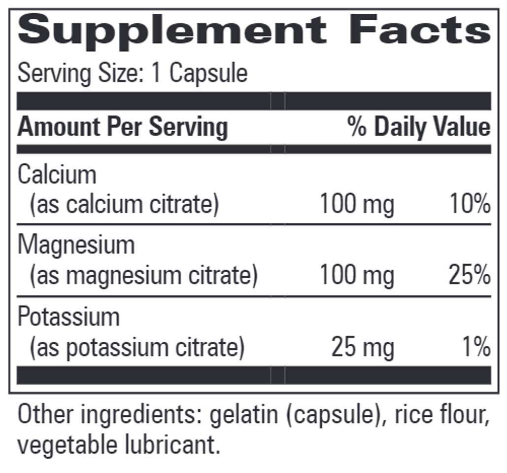 Progressive Laboratories C-M-K Citrate Ingredients