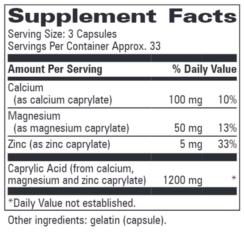 Progressive Laboratories Caprylate Complex Ingredients