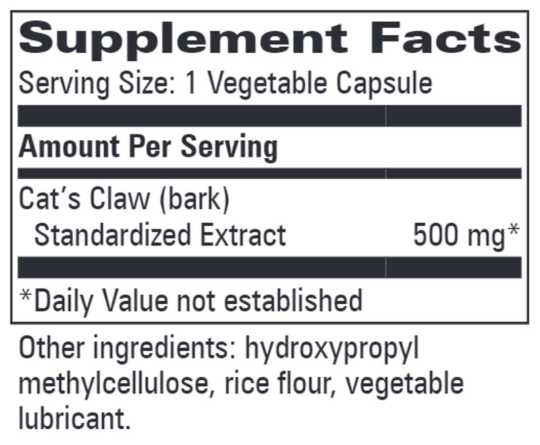 Progressive Laboratories Cat's Claw Ingredients