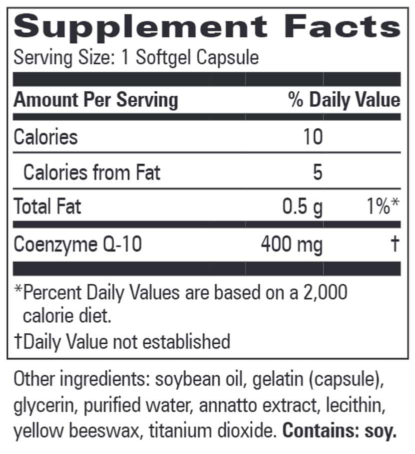 Progressive Laboratories CoQ10 400mg Ingredients