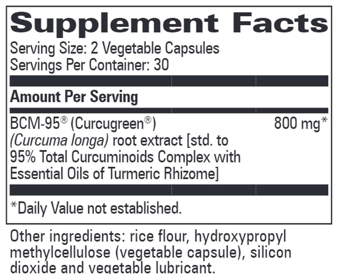 Progressive Laboratories Curcumin BCM-95 Ingredients