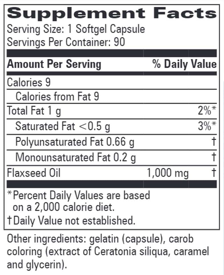 Progressive Laboratories Flax Oil Capsules Ingredients