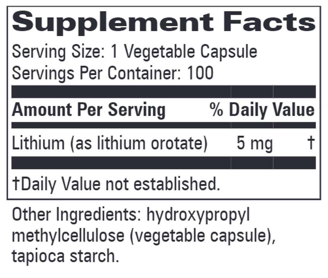 Progressive Laboratories Lithium Orotate Ingredients