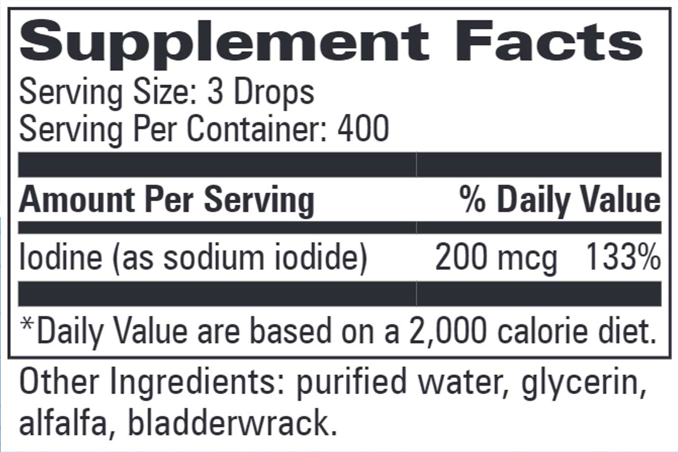 Progressive Laboratories Organo Iodine Drops Ingredients