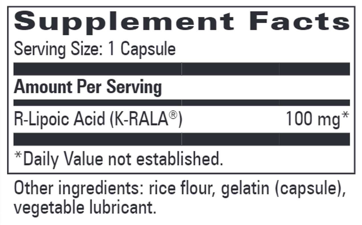 Progressive Laboratories R-Lipoic Acid Ingredients