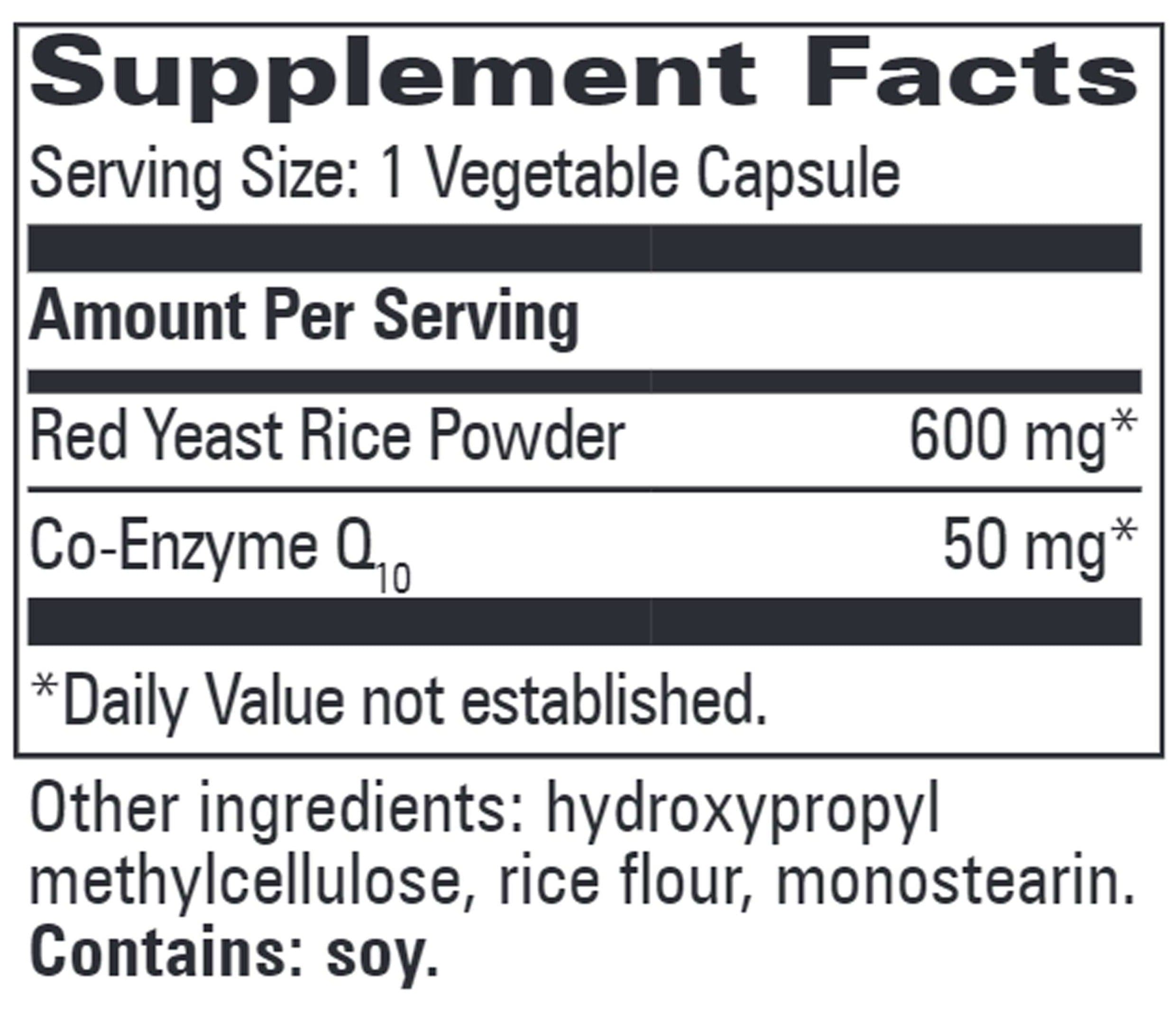 Progressive Laboratories Red Yeast Rice with CoQ10 Ingredients