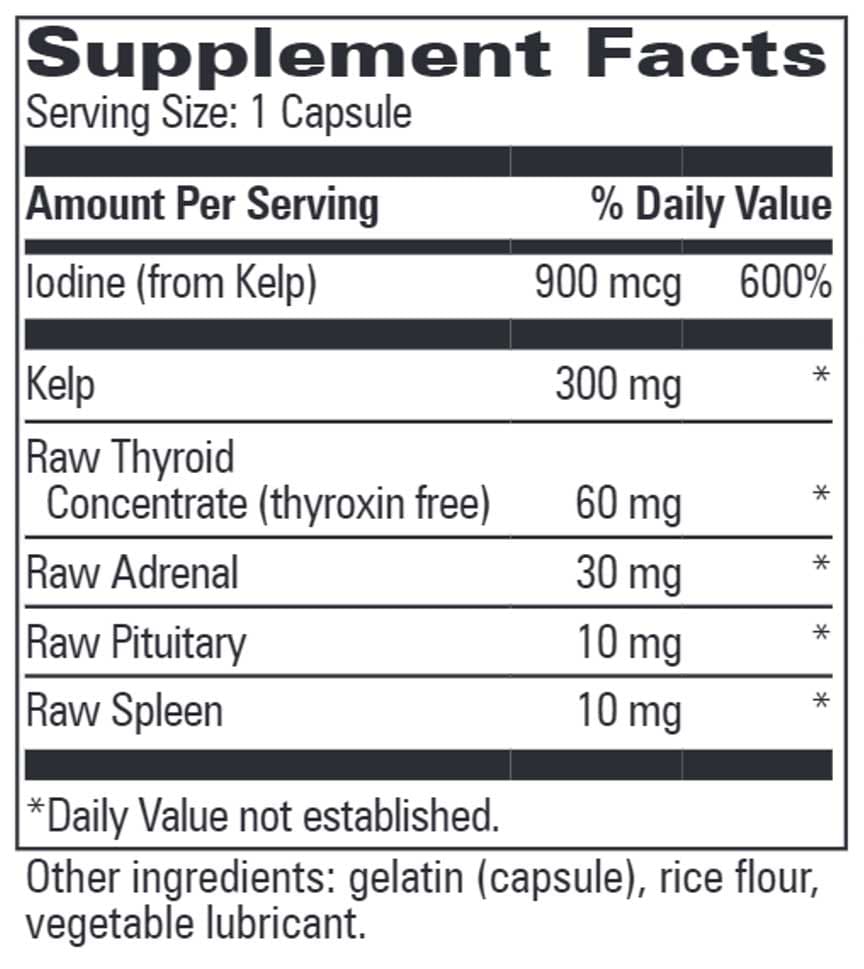 Progressive Laboratories Thyro Complex Ingredients