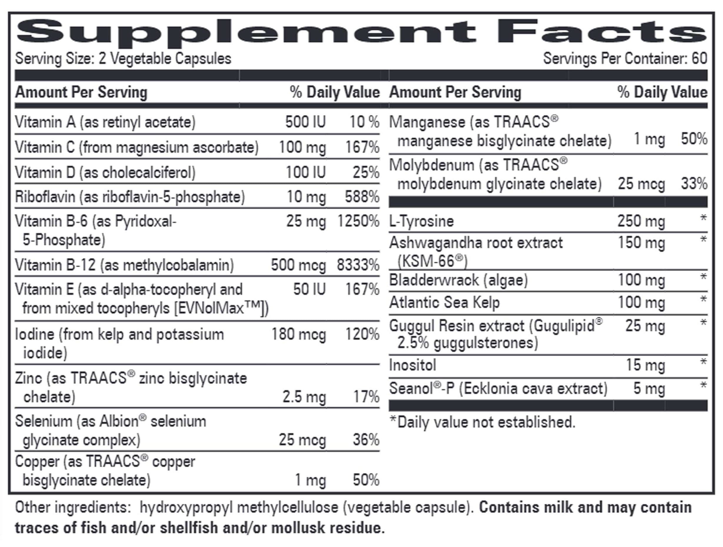 Progressive Laboratories Thyroid Resilience Ingredients