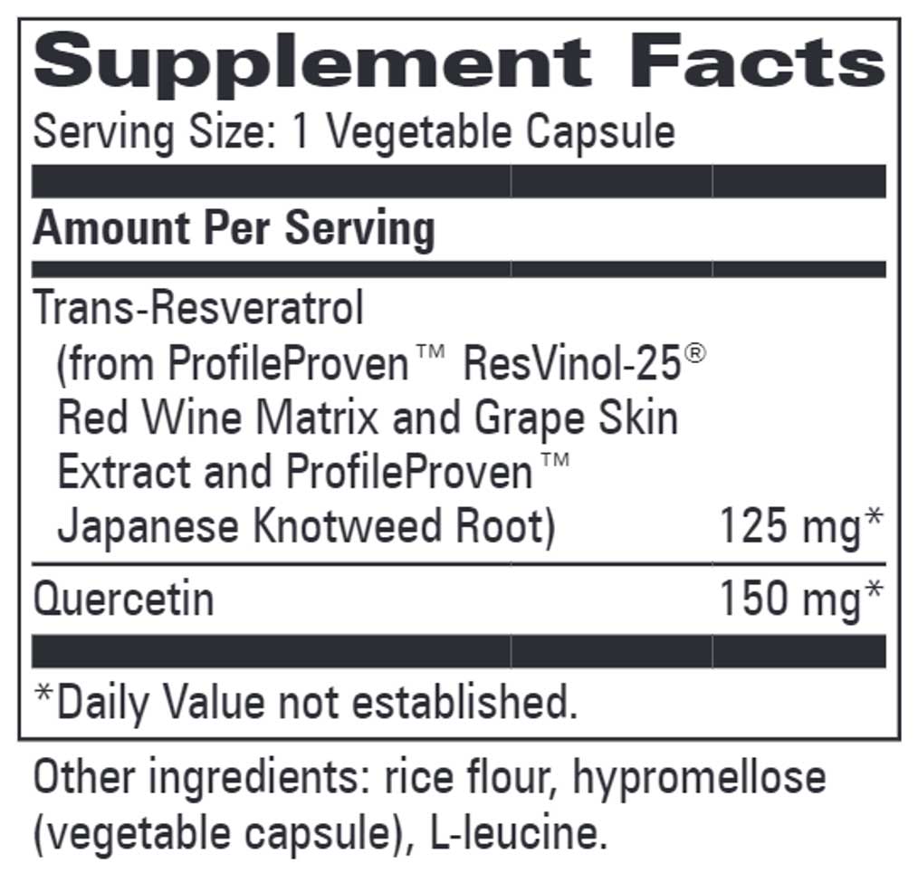 Progressive Laboratories Trans Resveratrol with Quercetin Ingredients