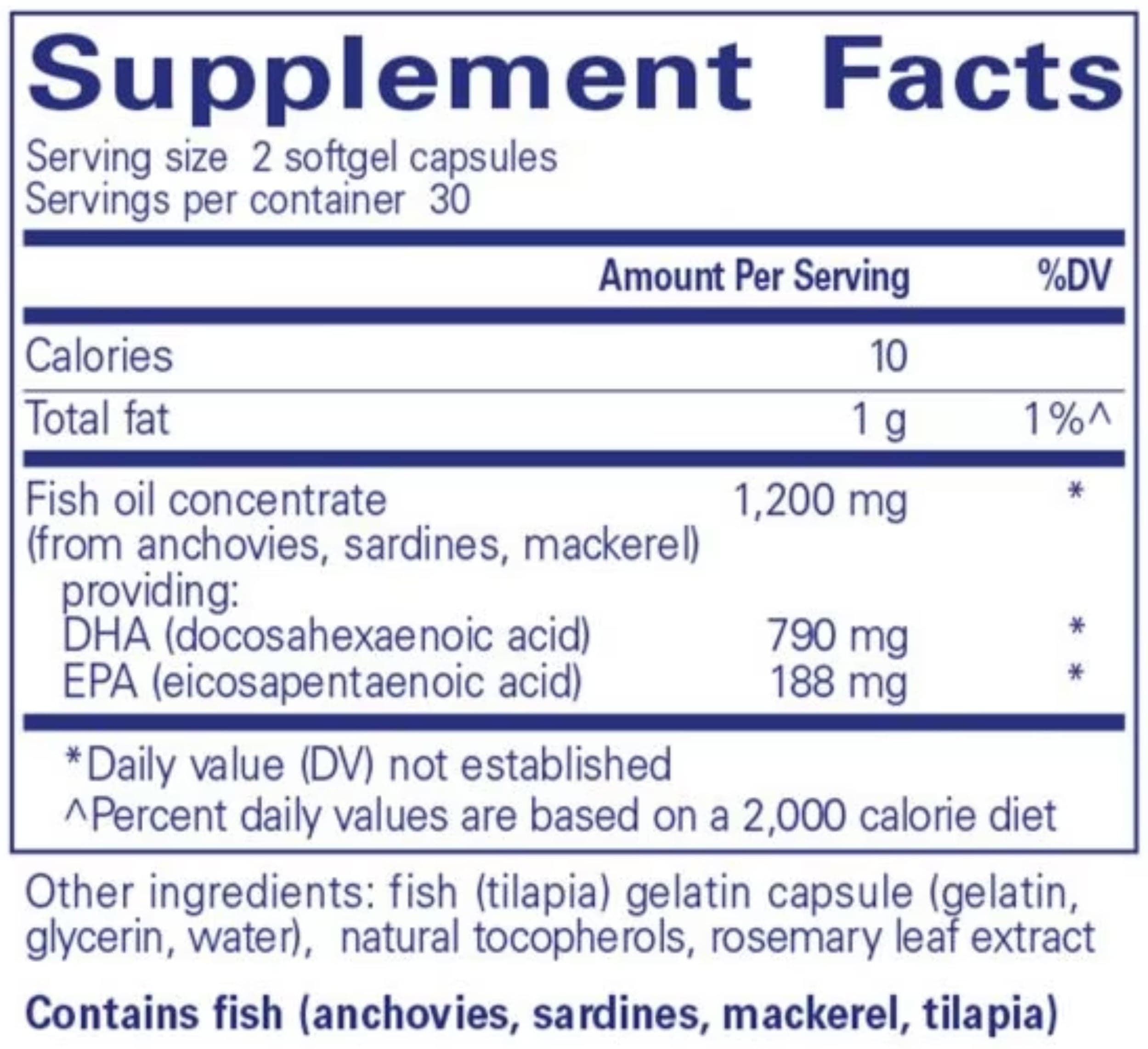 Pure Encapsulations DHA Ultimate Ingredients