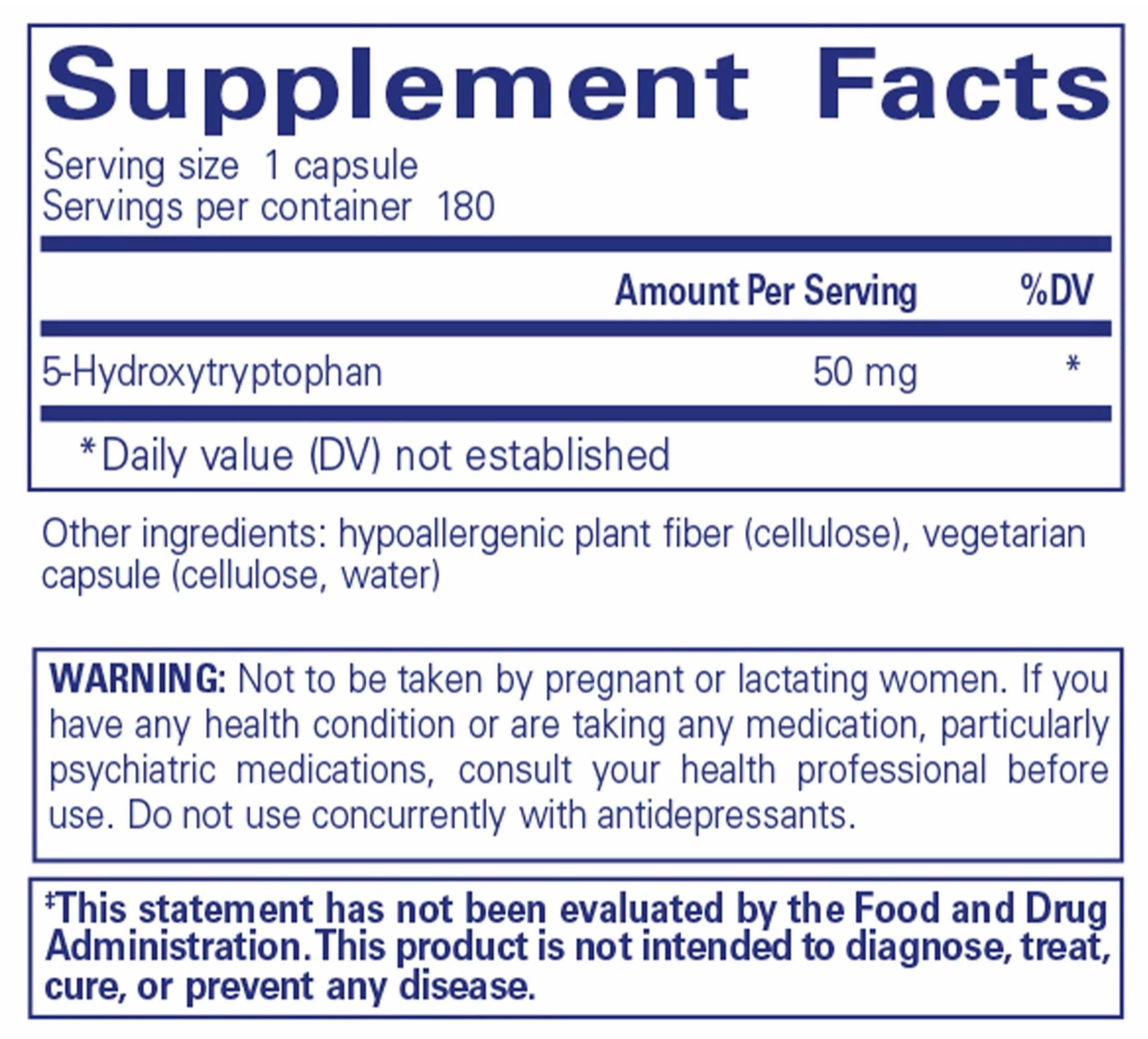 Pure Encapsulations 5-HTP 50mg Ingredients