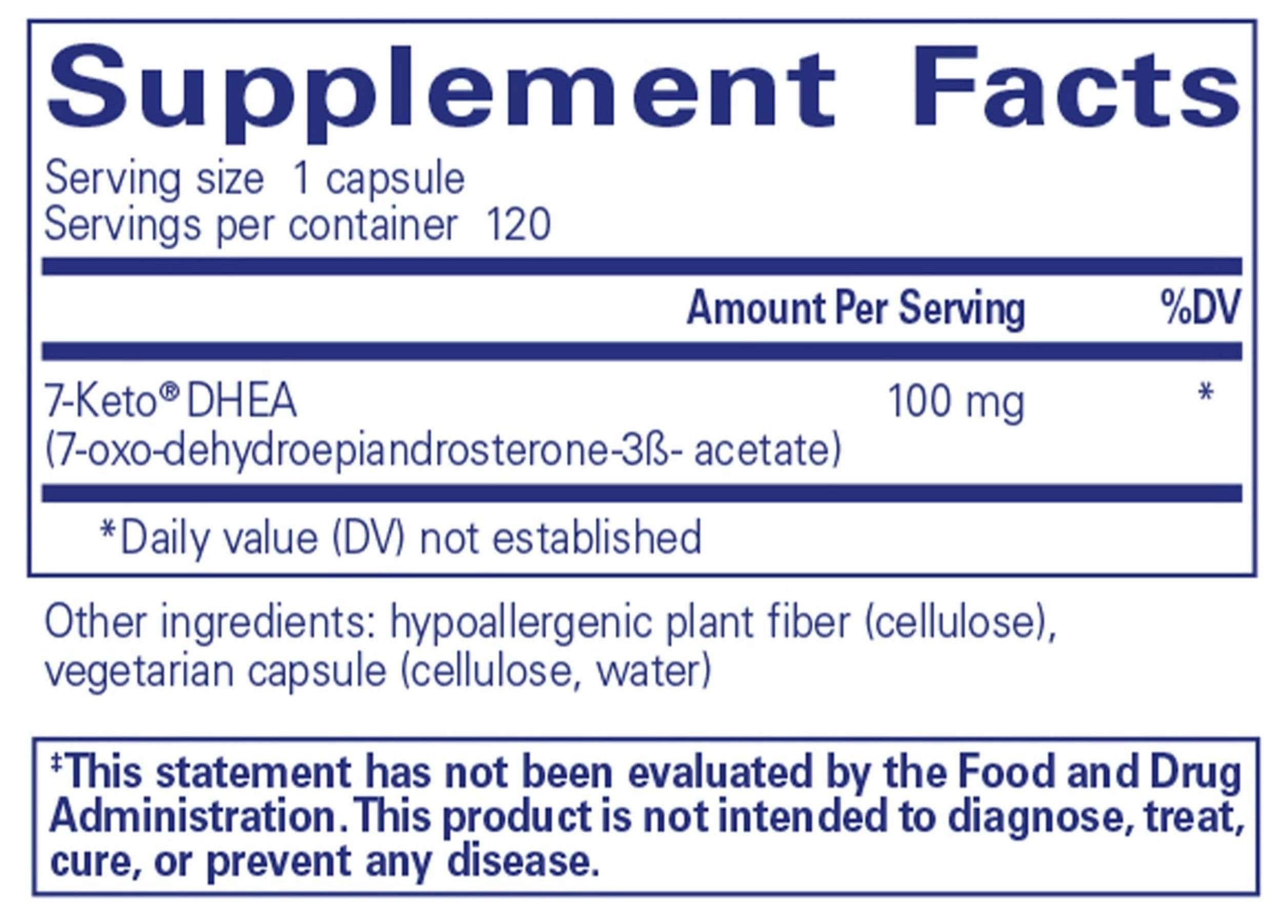 Pure Encapsulations 7-Keto DHEA 100mg Ingredients 