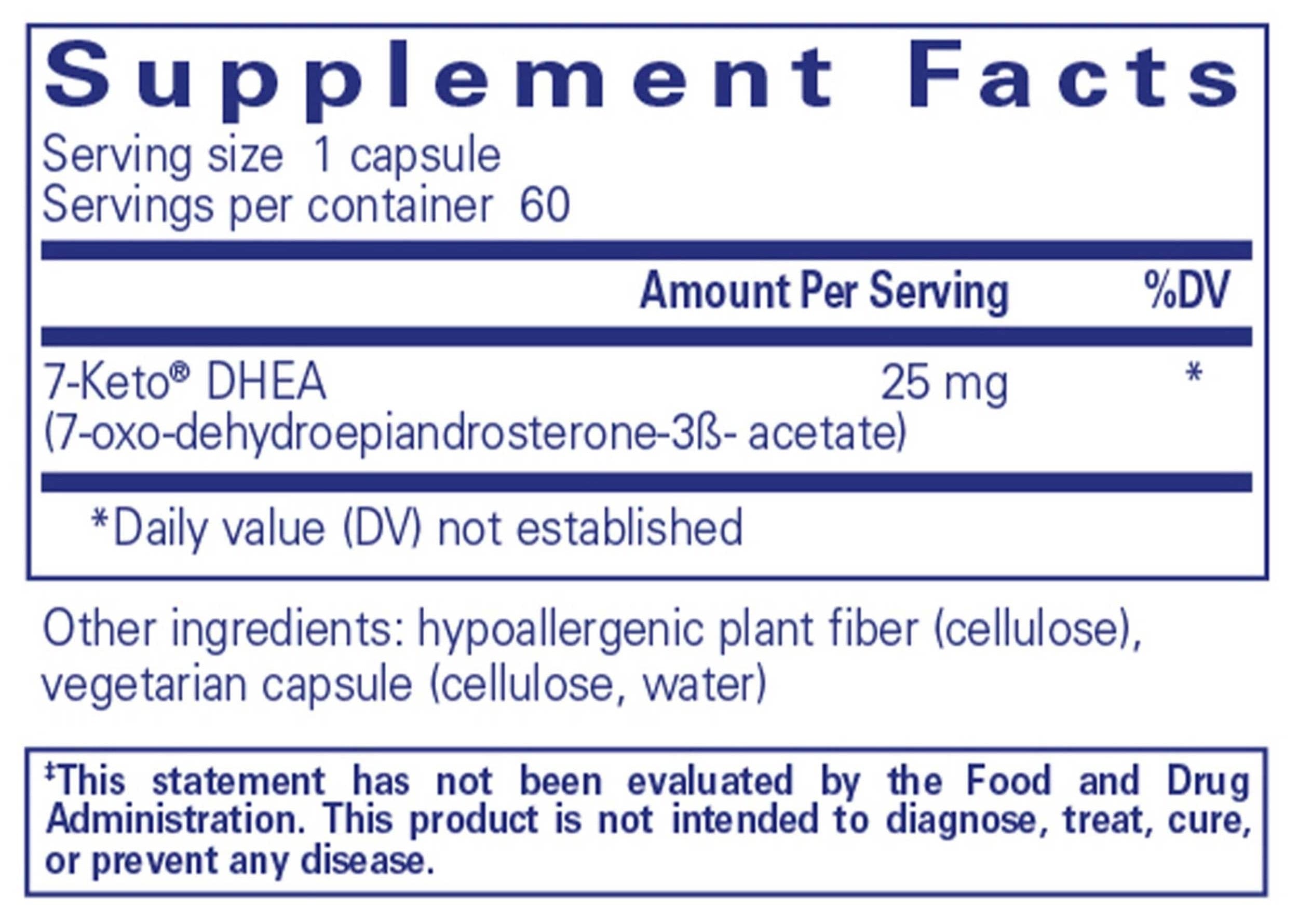 Pure Encapsulations 7-Keto DHEA 25mg Ingredients