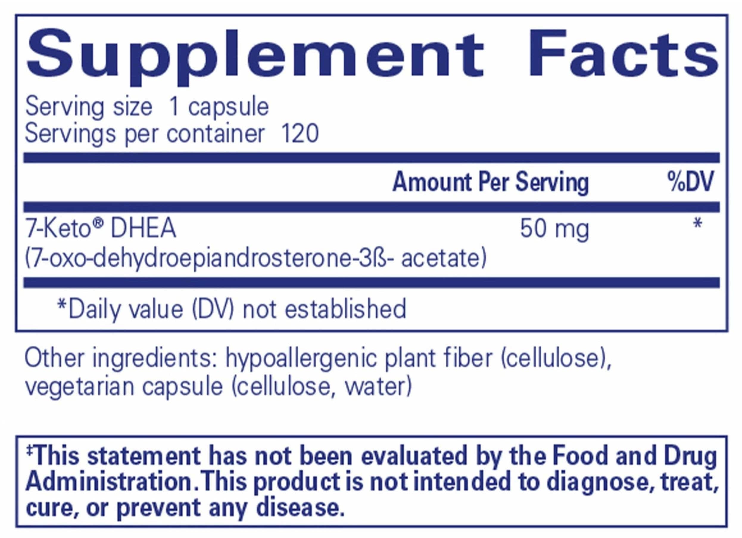 Pure Encapsulations 7-Keto DHEA 50mg Ingredients 