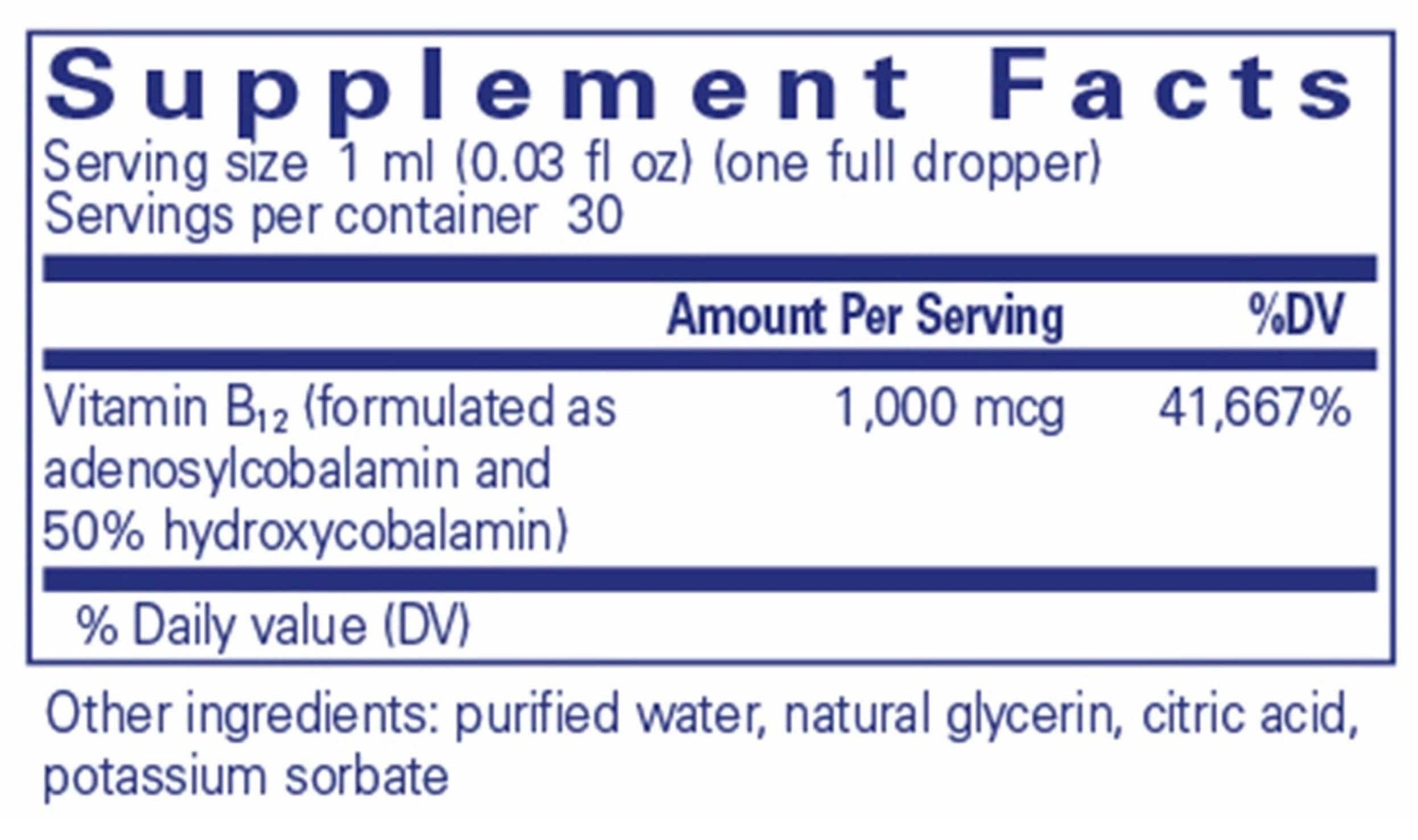 Pure Encapsulations Adenosyl/Hydroxy B12 Ingredients