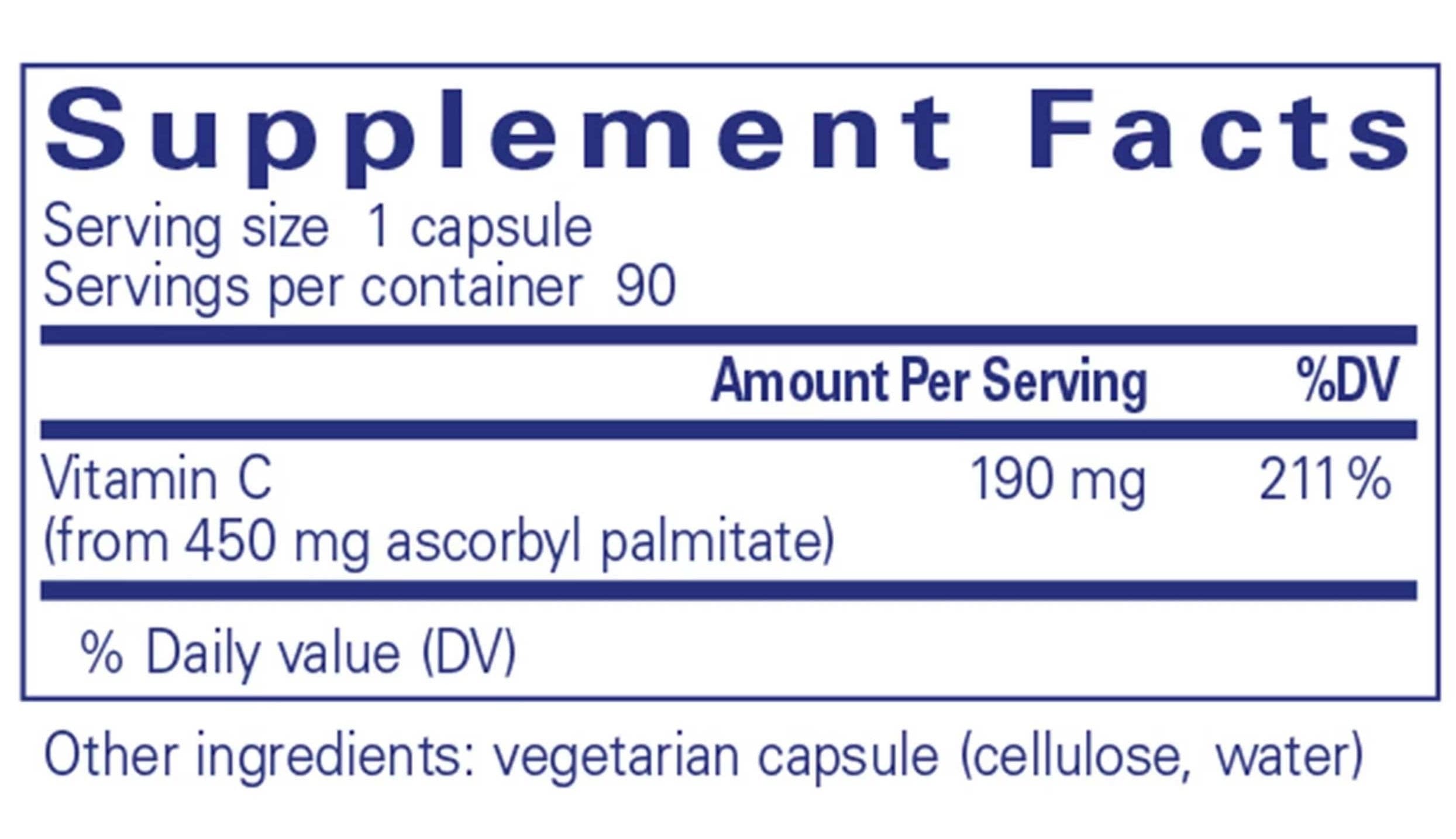Pure Encapsulations Ascorbyl Palmitate Ingredients