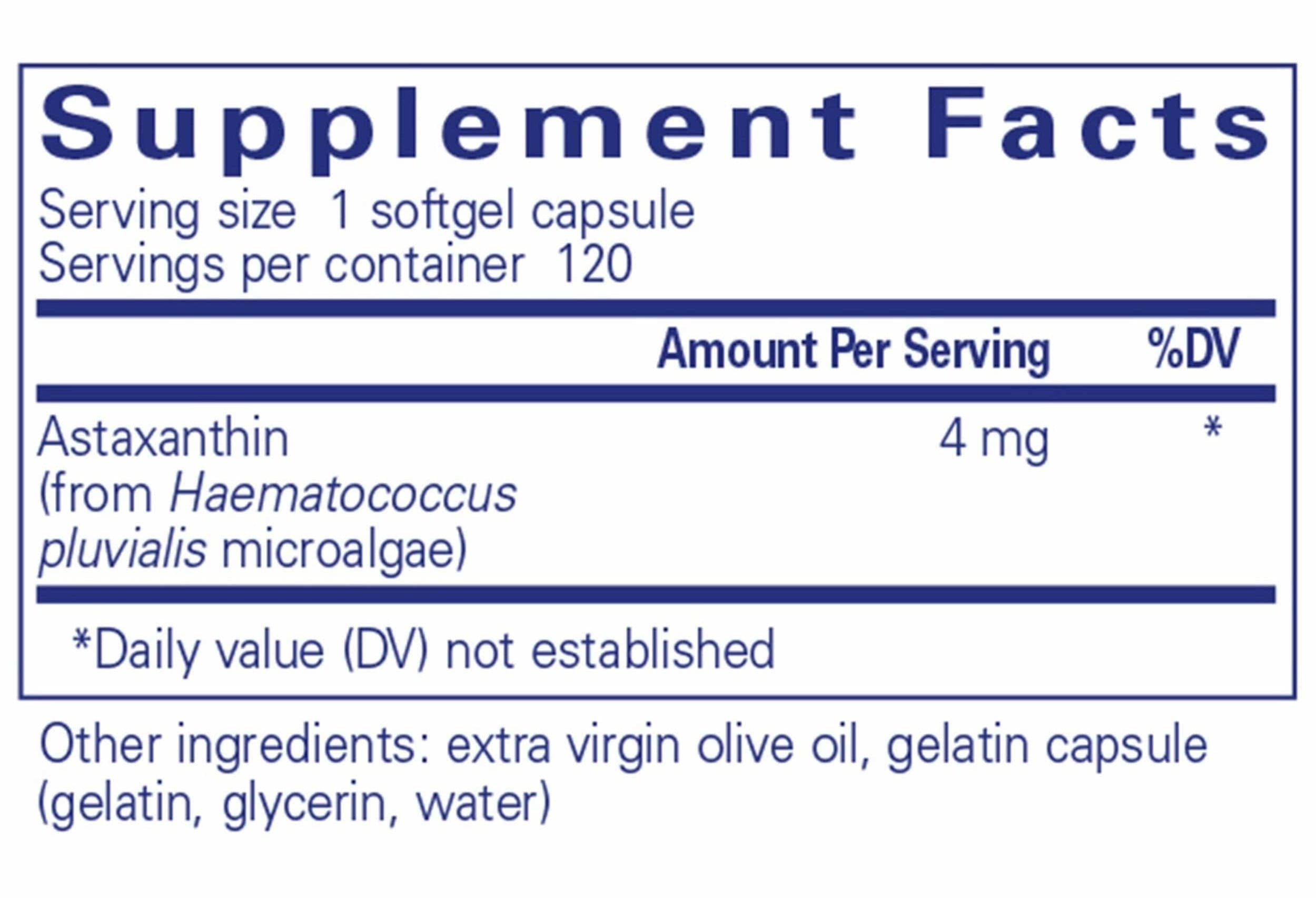 Pure Encapsulations Astaxanthin Ingredients