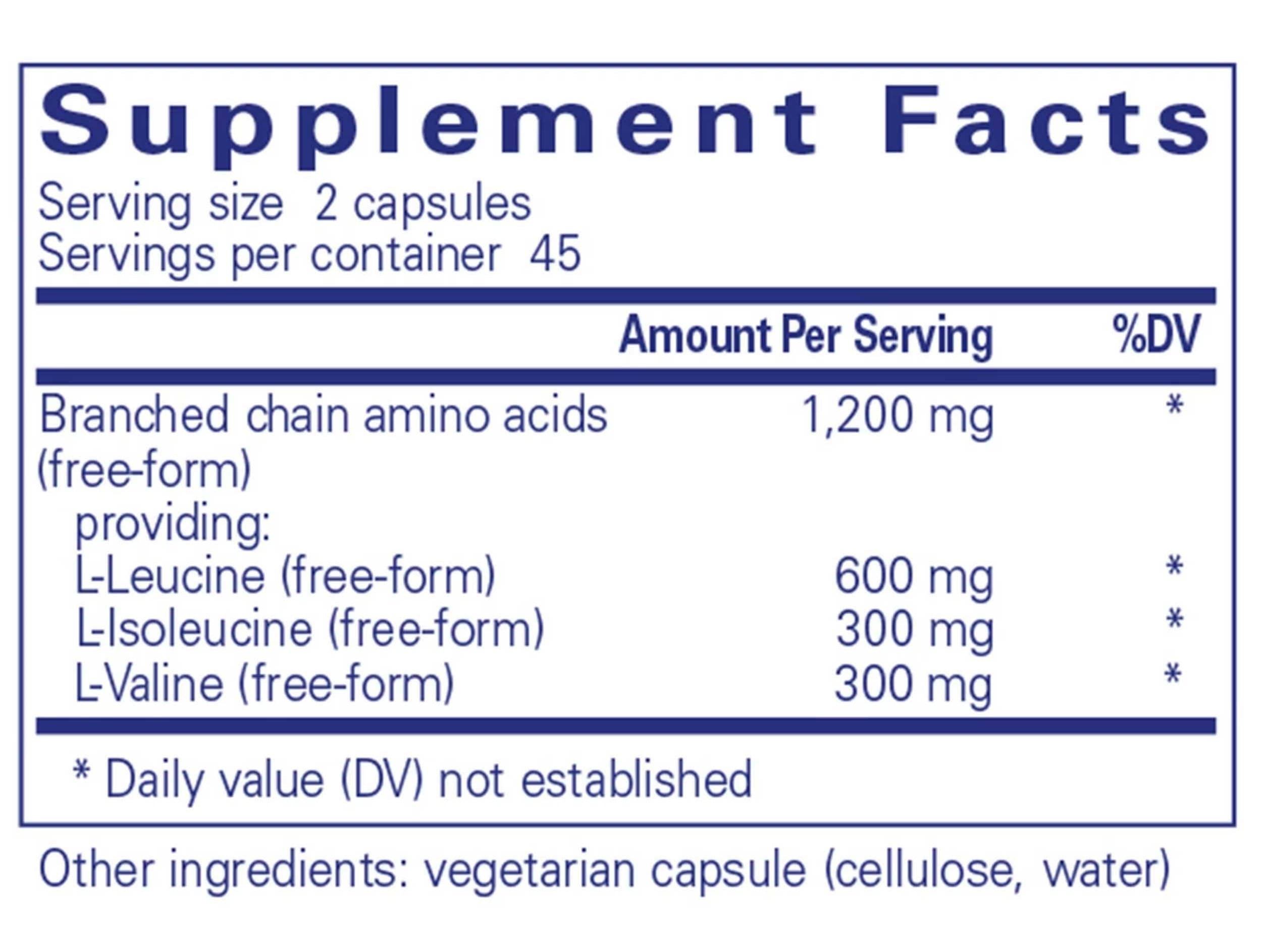Pure Encapsulations BCAA Capsules Ingredients