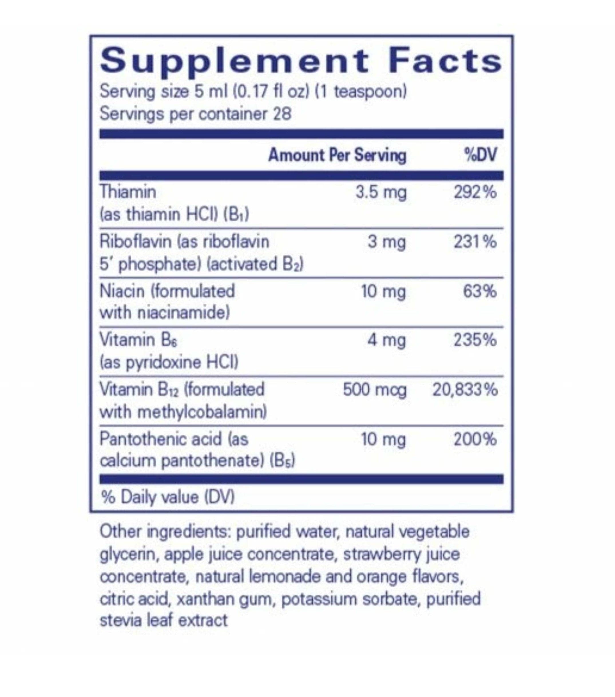 Pure Encapsulations B-Complex Liquid Ingredients